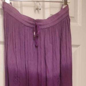 Purple boho skirt with embroidery